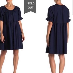 Vintage navy babydoll puff sleeve dress